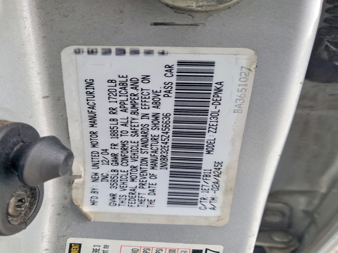 2005 TOYOTA COROLLA