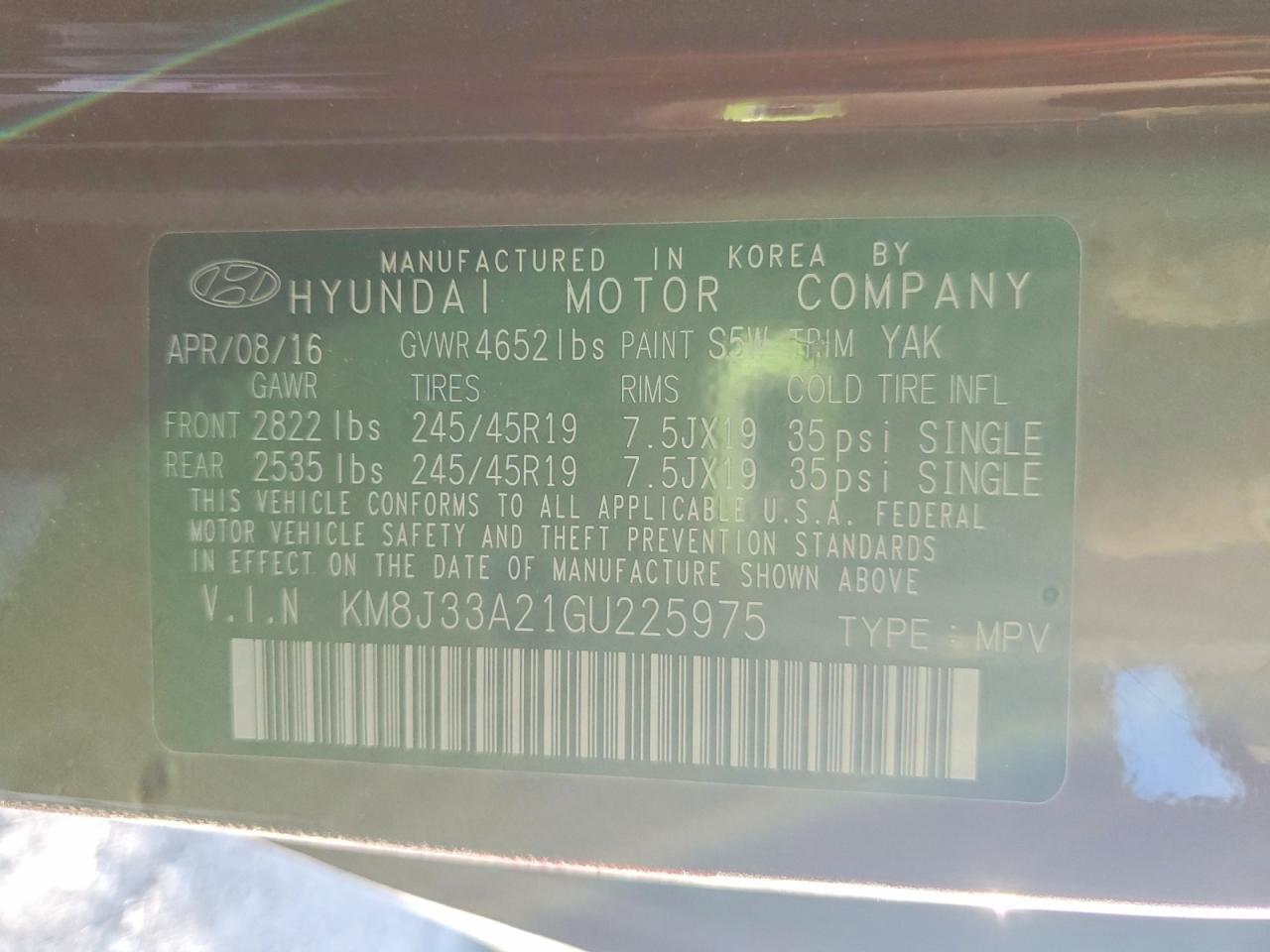 2016 HYUNDAI TUCSON
