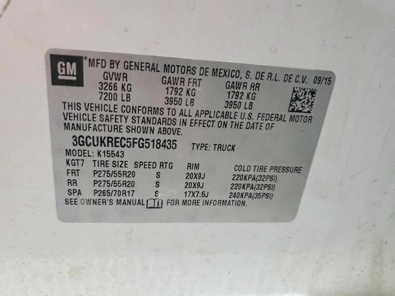 2015 CHEVROLET SILVERADO 1500