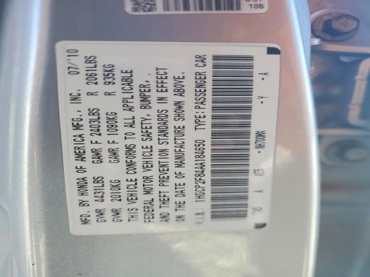 2010 HONDA ACCORD