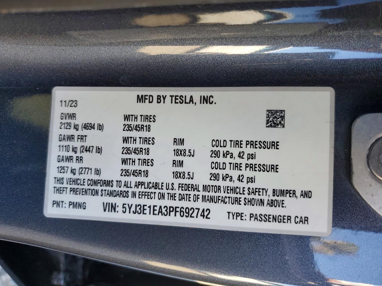 2023 TESLA MODEL 3