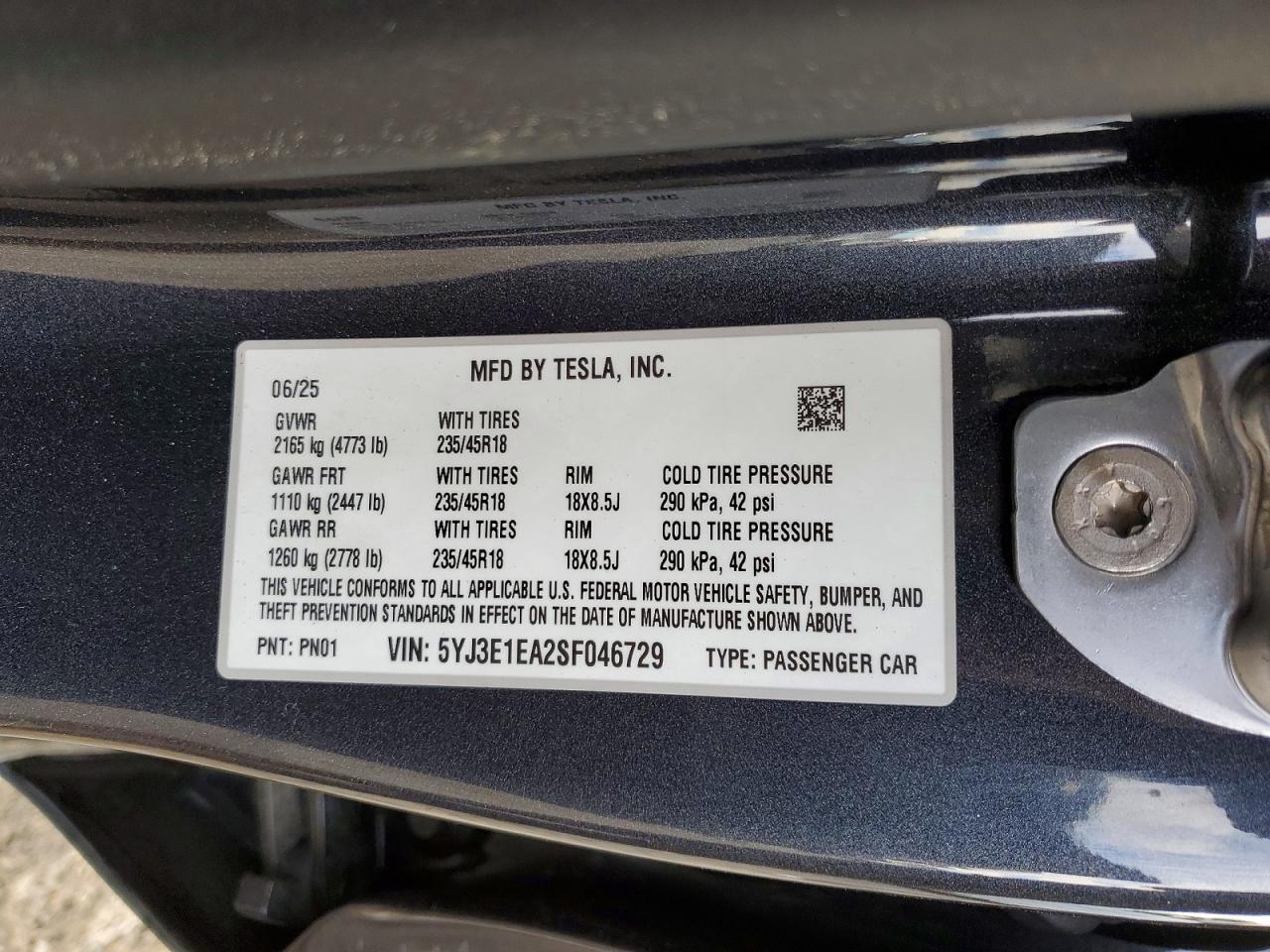 2025 TESLA MODEL 3