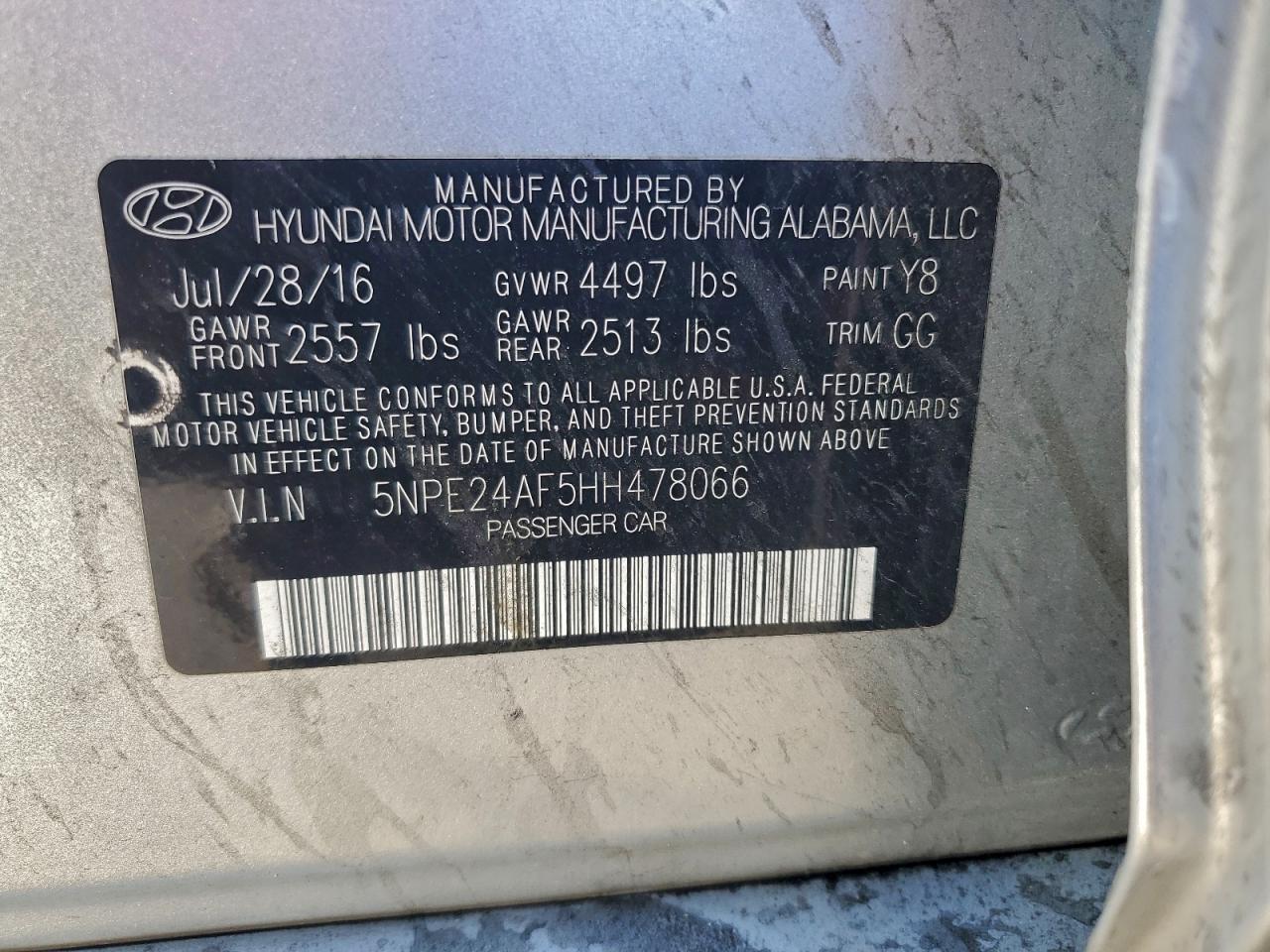 2017 HYUNDAI SONATA