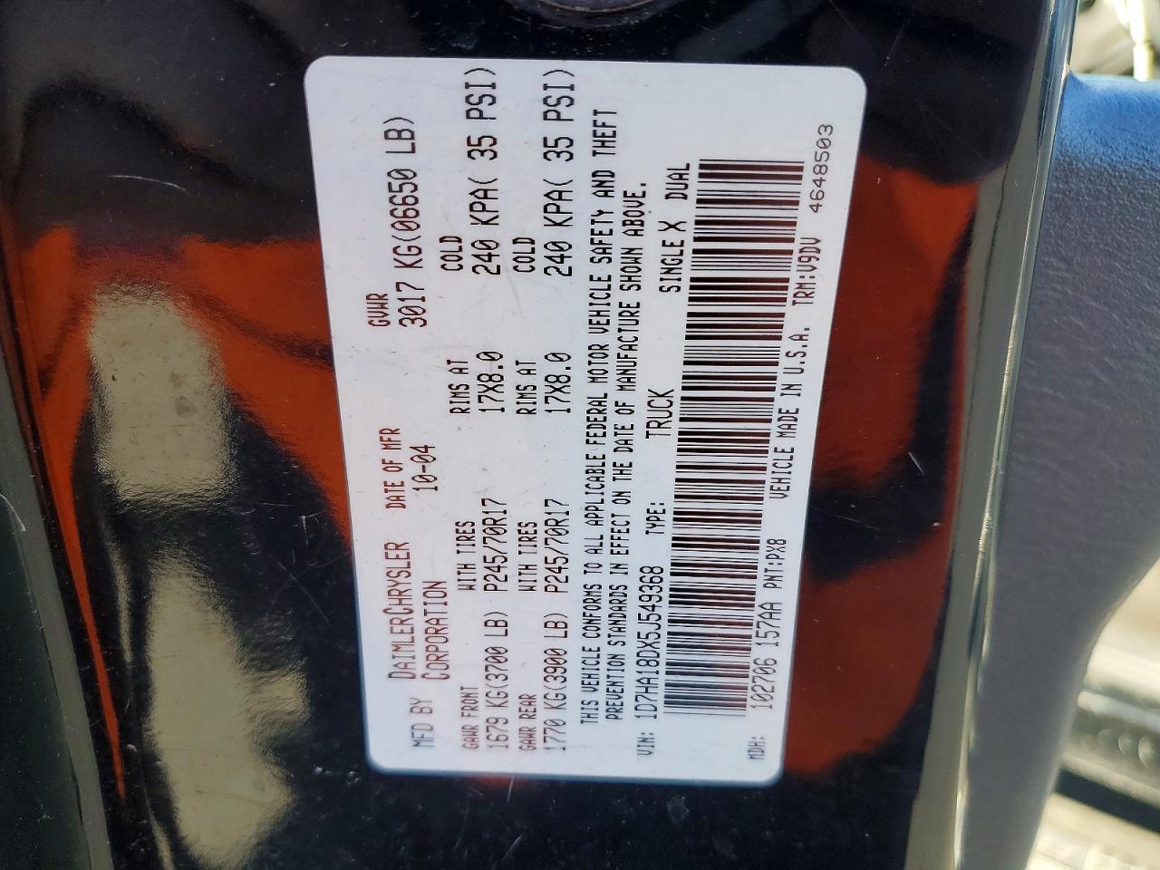 2005 DODGE RAM 1500