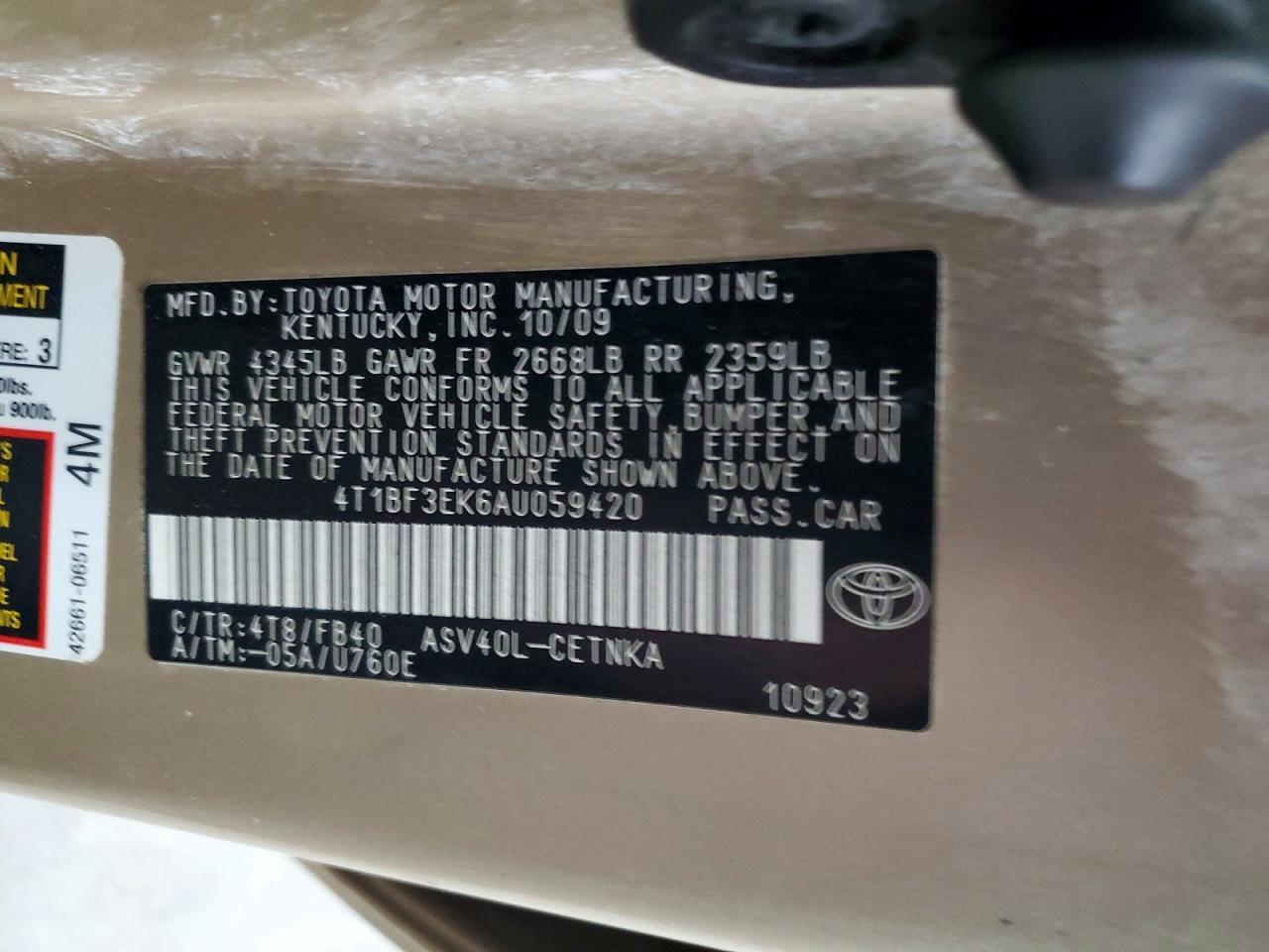 2010 TOYOTA CAMRY