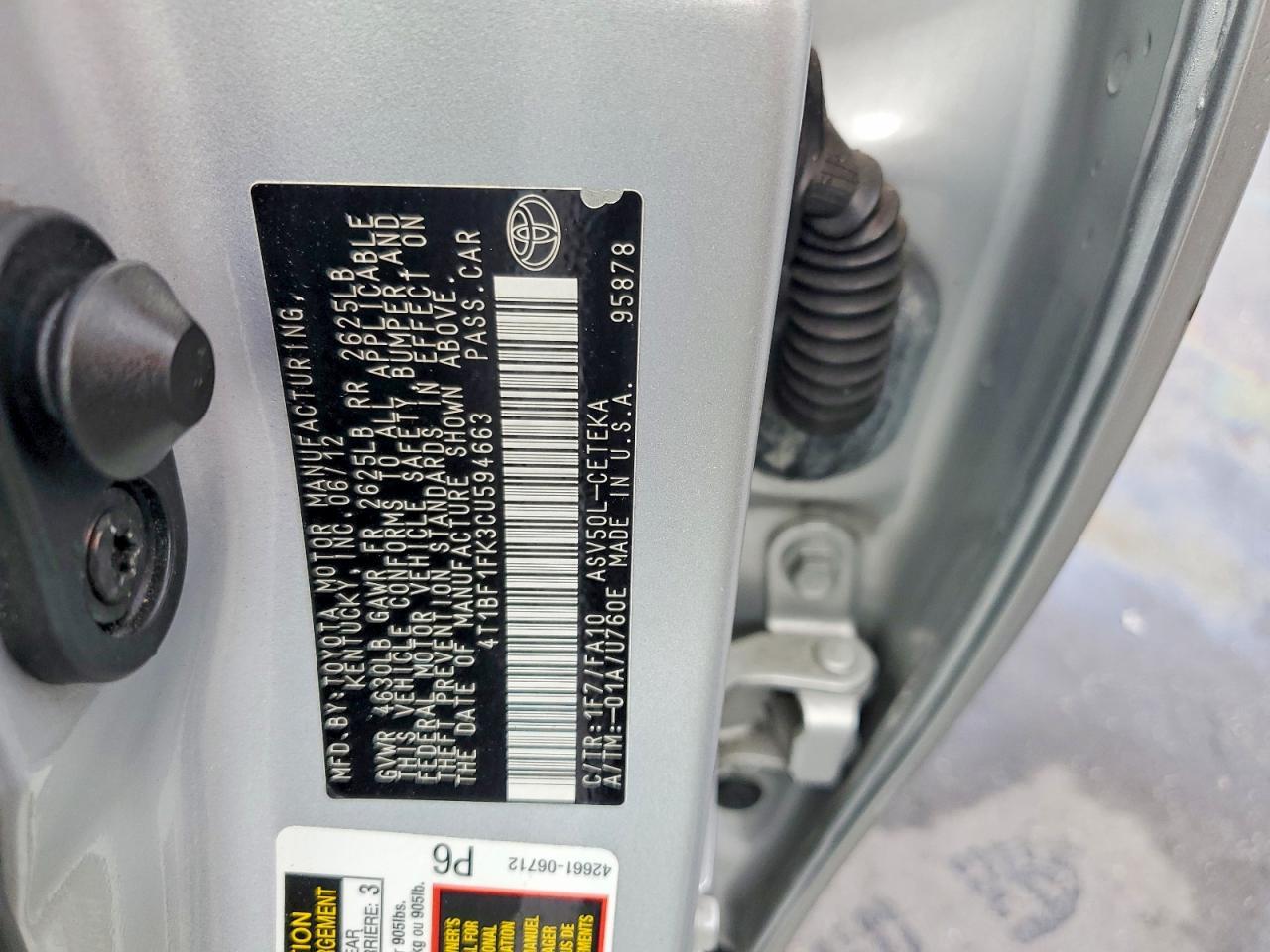 2012 TOYOTA CAMRY