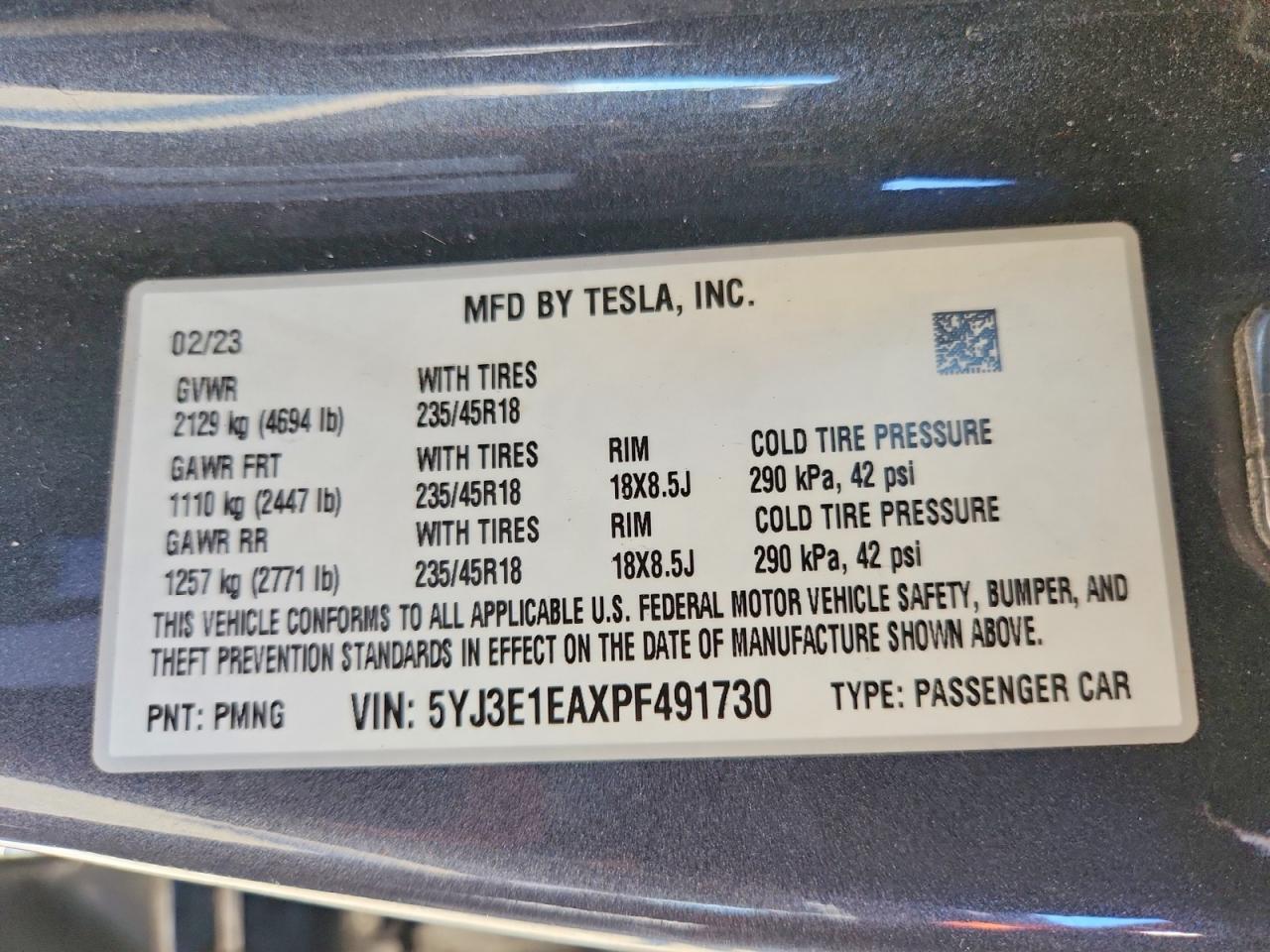 2023 TESLA MODEL 3