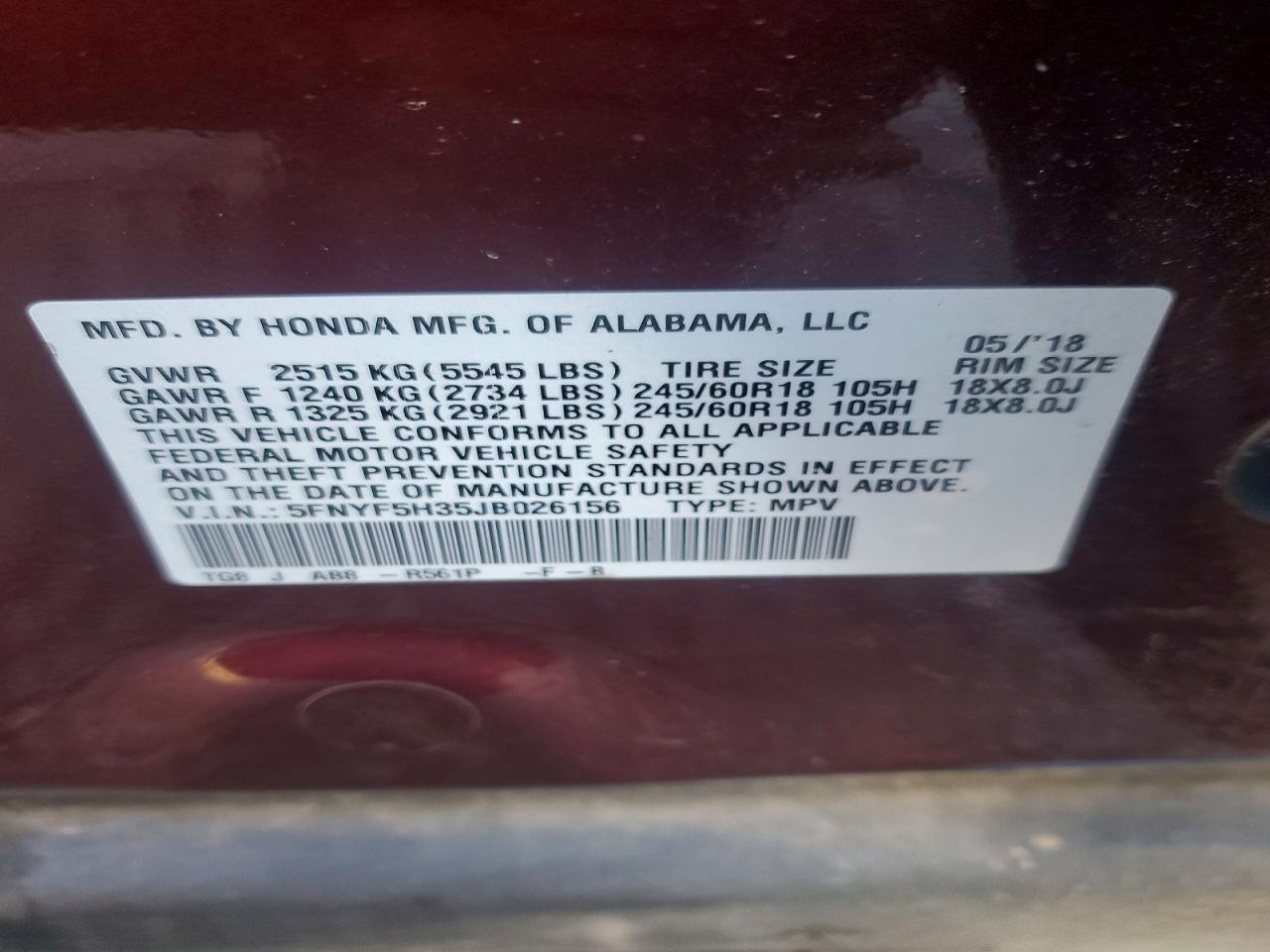 2018 HONDA PILOT