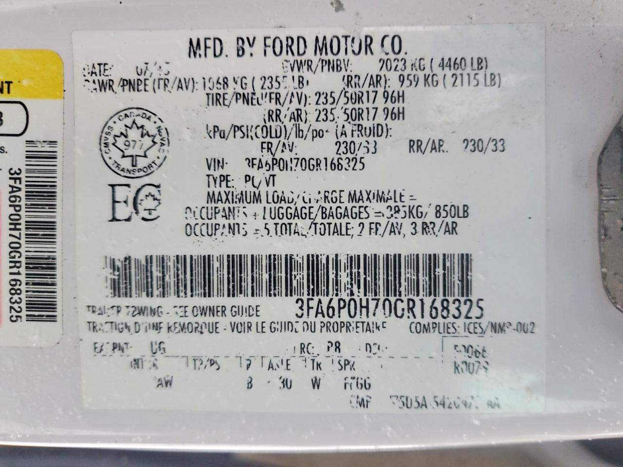 2016 FORD FUSION