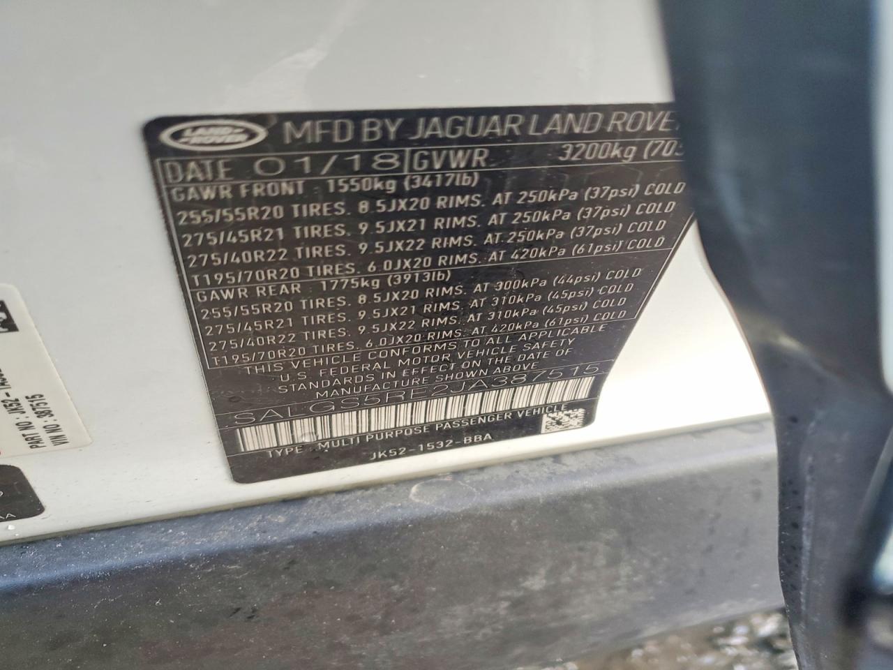 2018 LAND ROVER RANGE ROVER