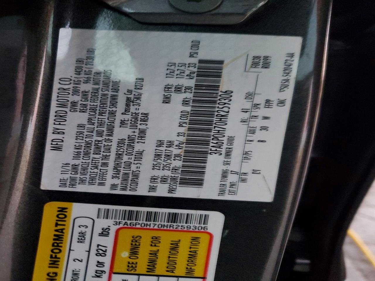 2017 FORD FUSION