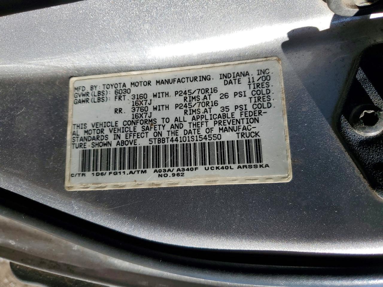 2001 TOYOTA TUNDRA