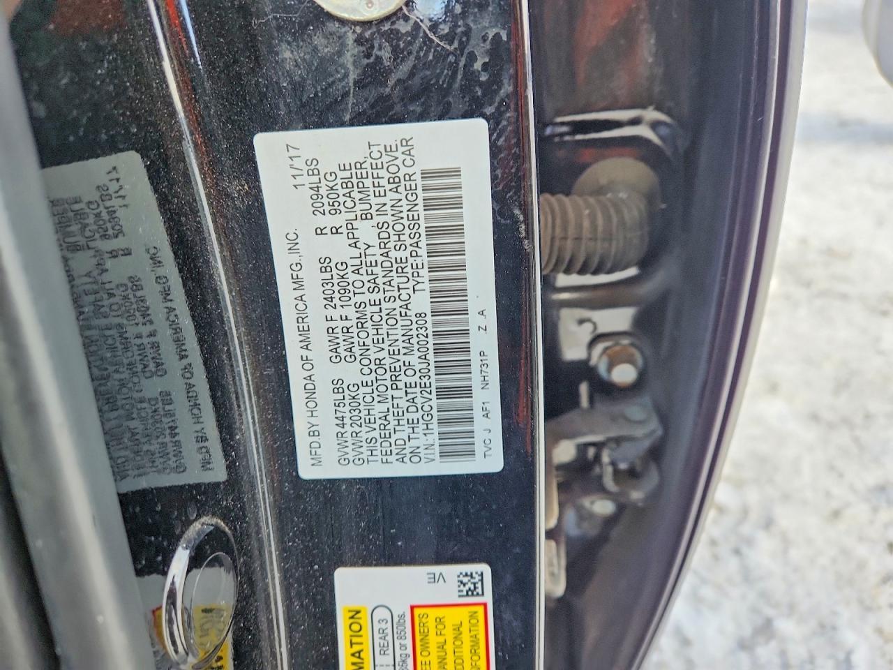 2018 HONDA ACCORD