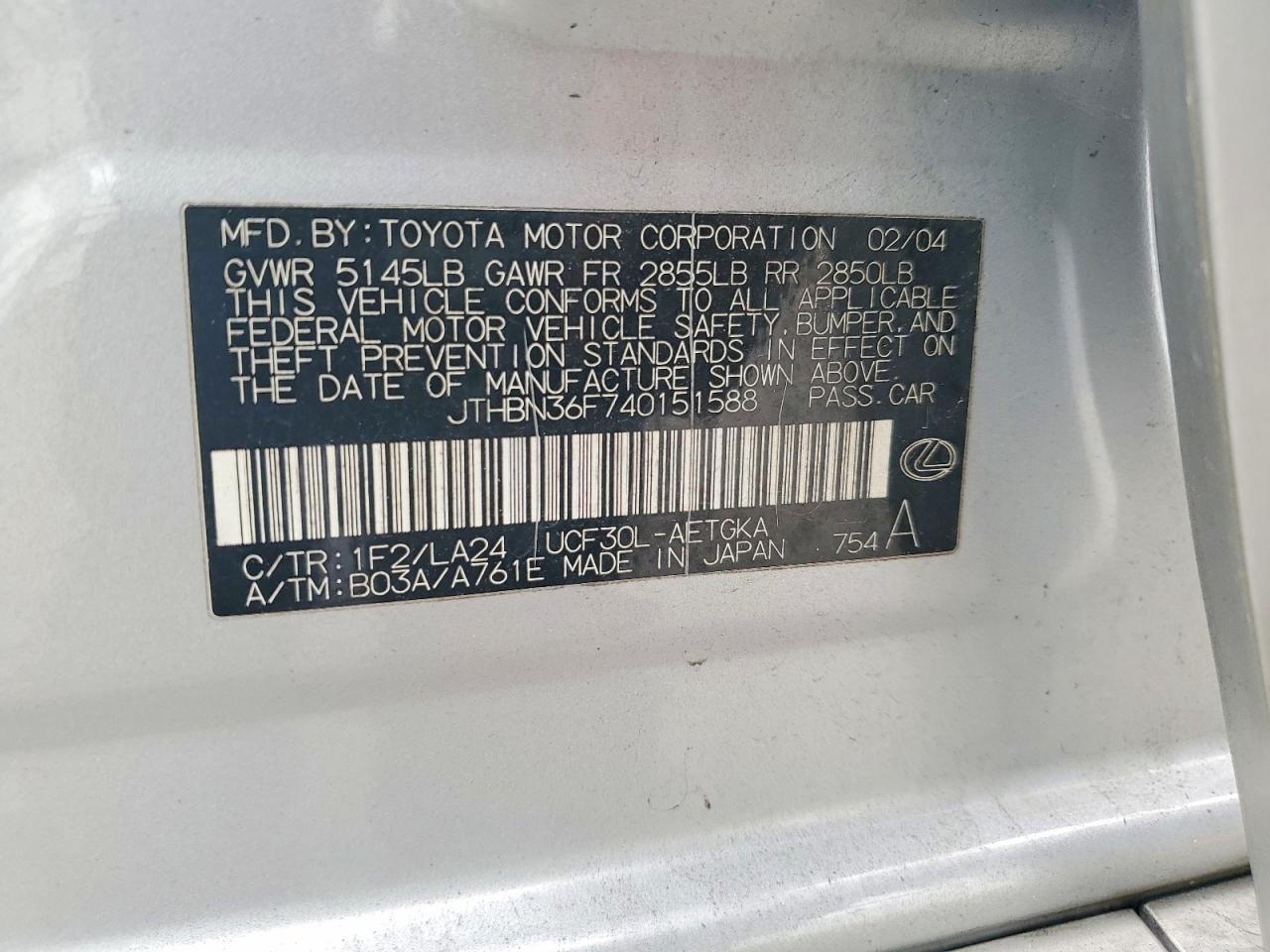 2004 LEXUS Ls 430