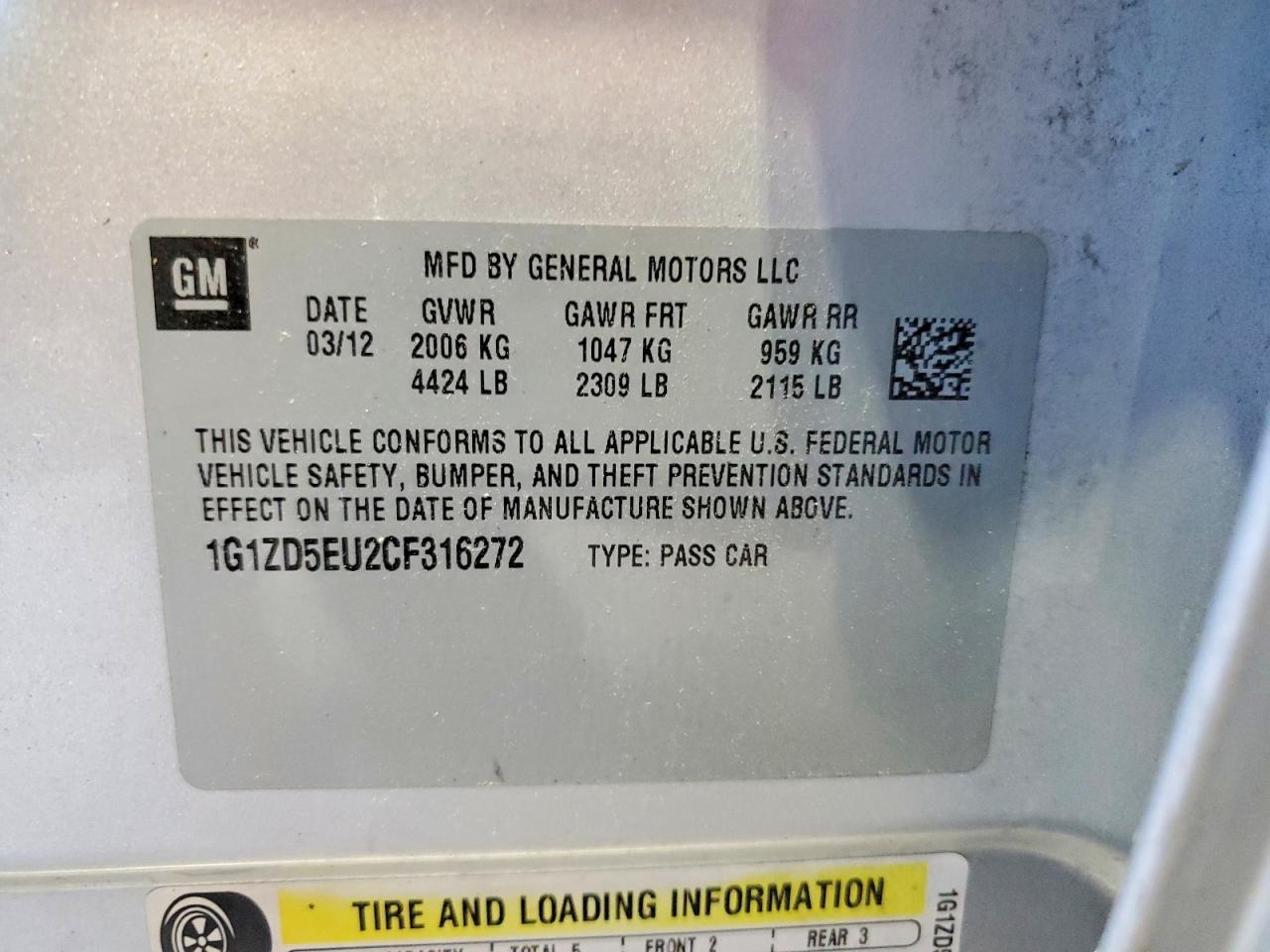 2012 CHEVROLET MALIBU