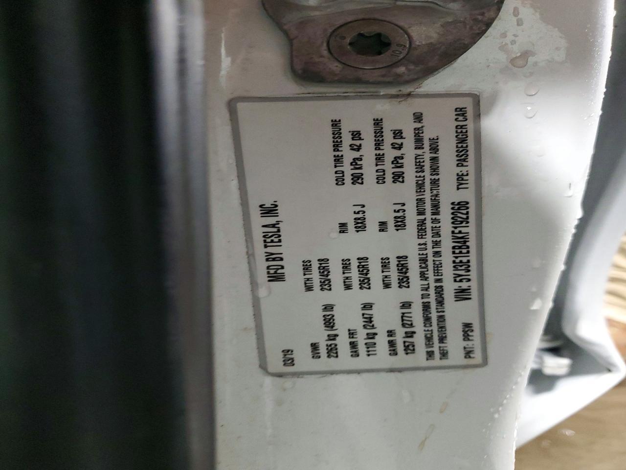 2019 TESLA MODEL 3