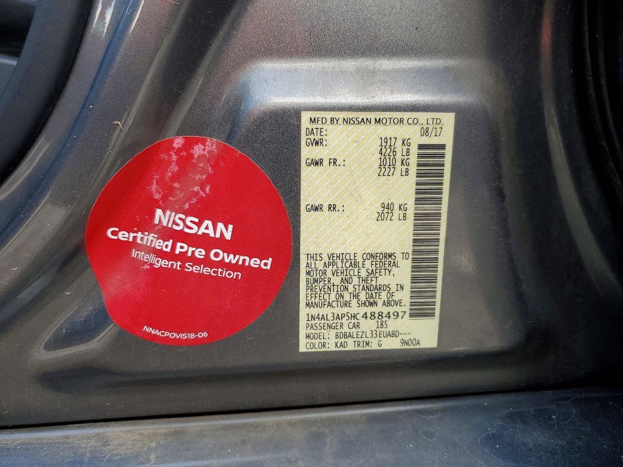 2017 NISSAN ALTIMA