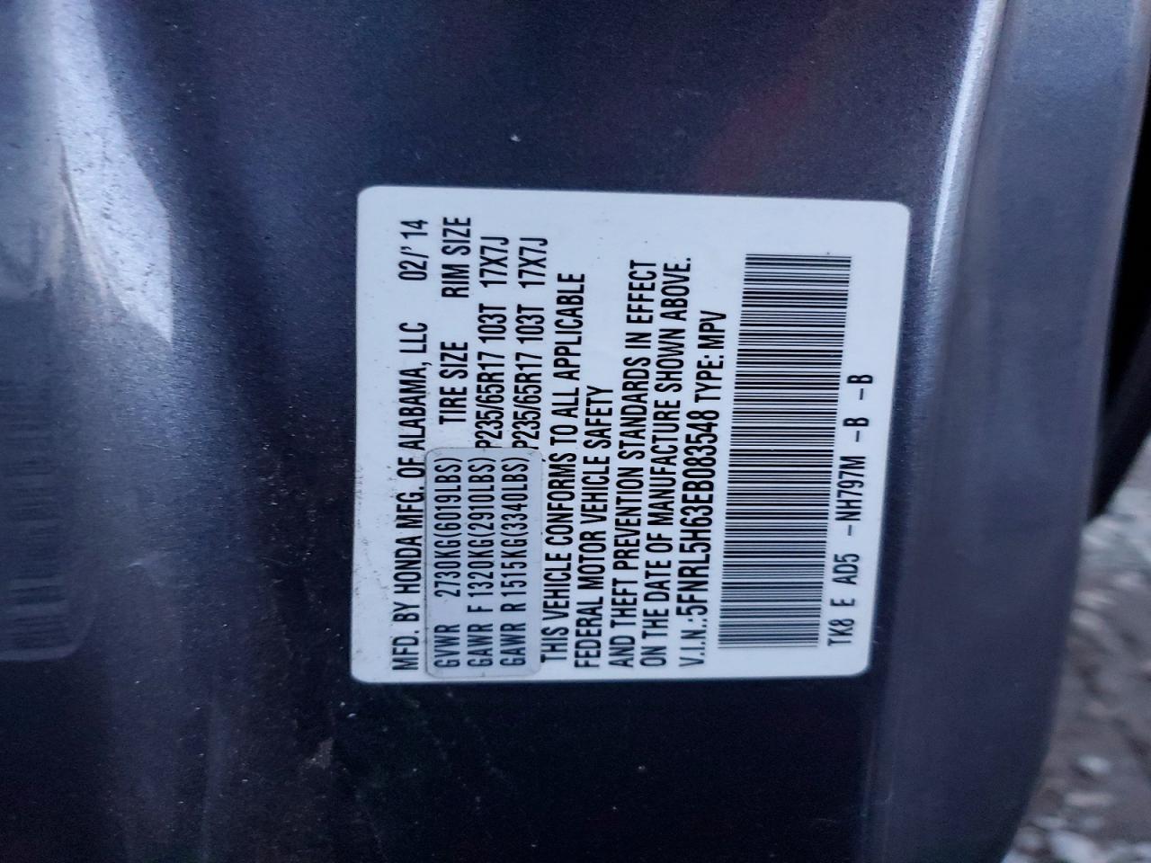 2014 HONDA ODYSSEY
