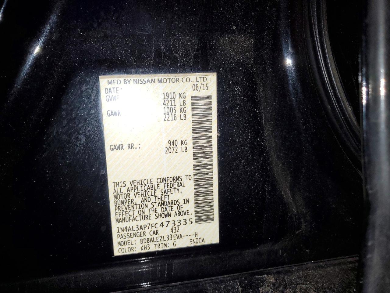 2015 NISSAN ALTIMA