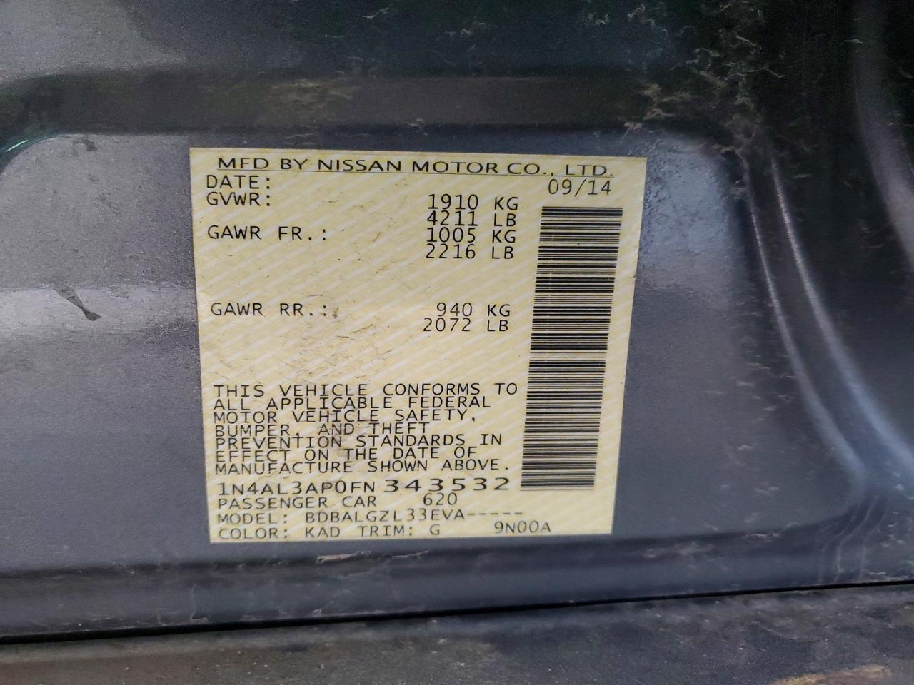 2015 NISSAN ALTIMA