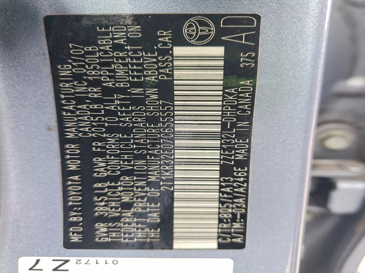 2007 TOYOTA COROLLA