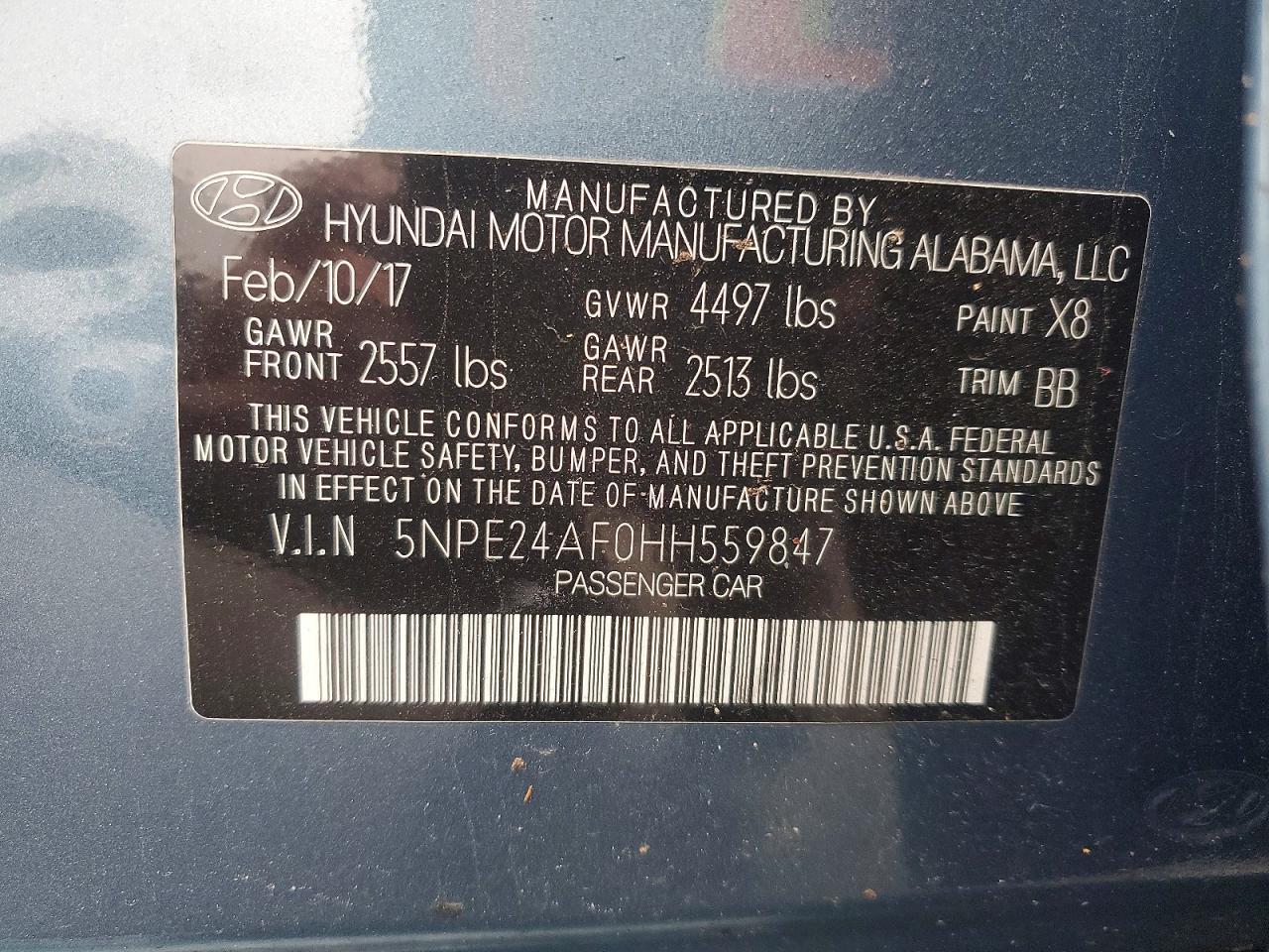 2017 HYUNDAI SONATA