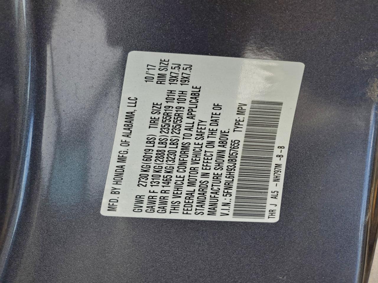 2018 HONDA ODYSSEY