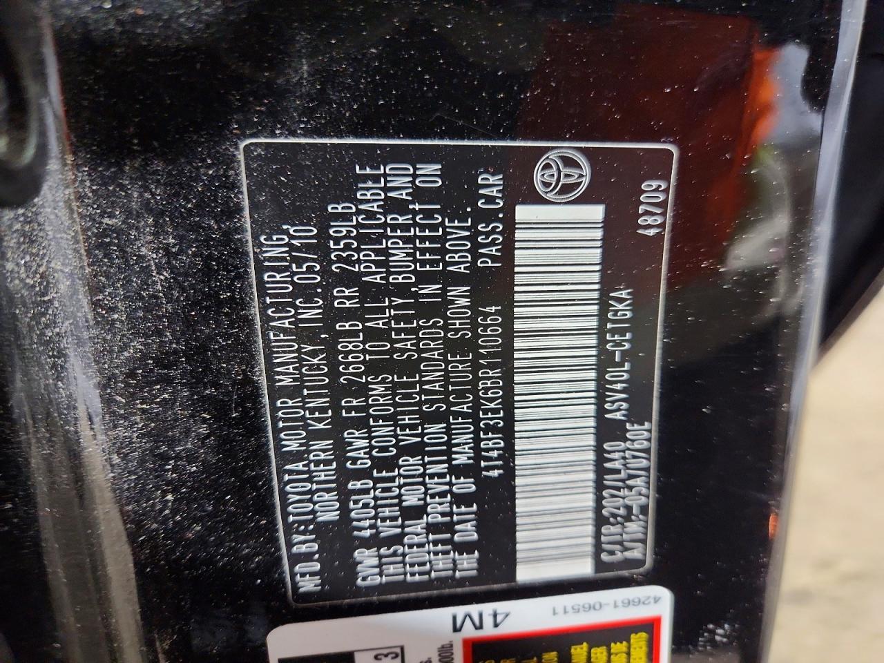 2011 TOYOTA CAMRY