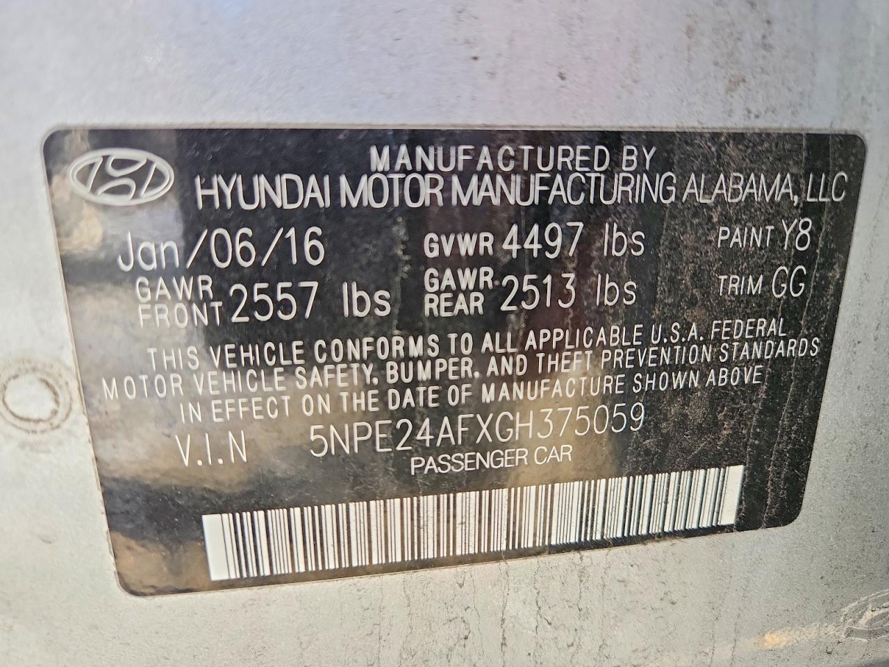 2016 HYUNDAI SONATA