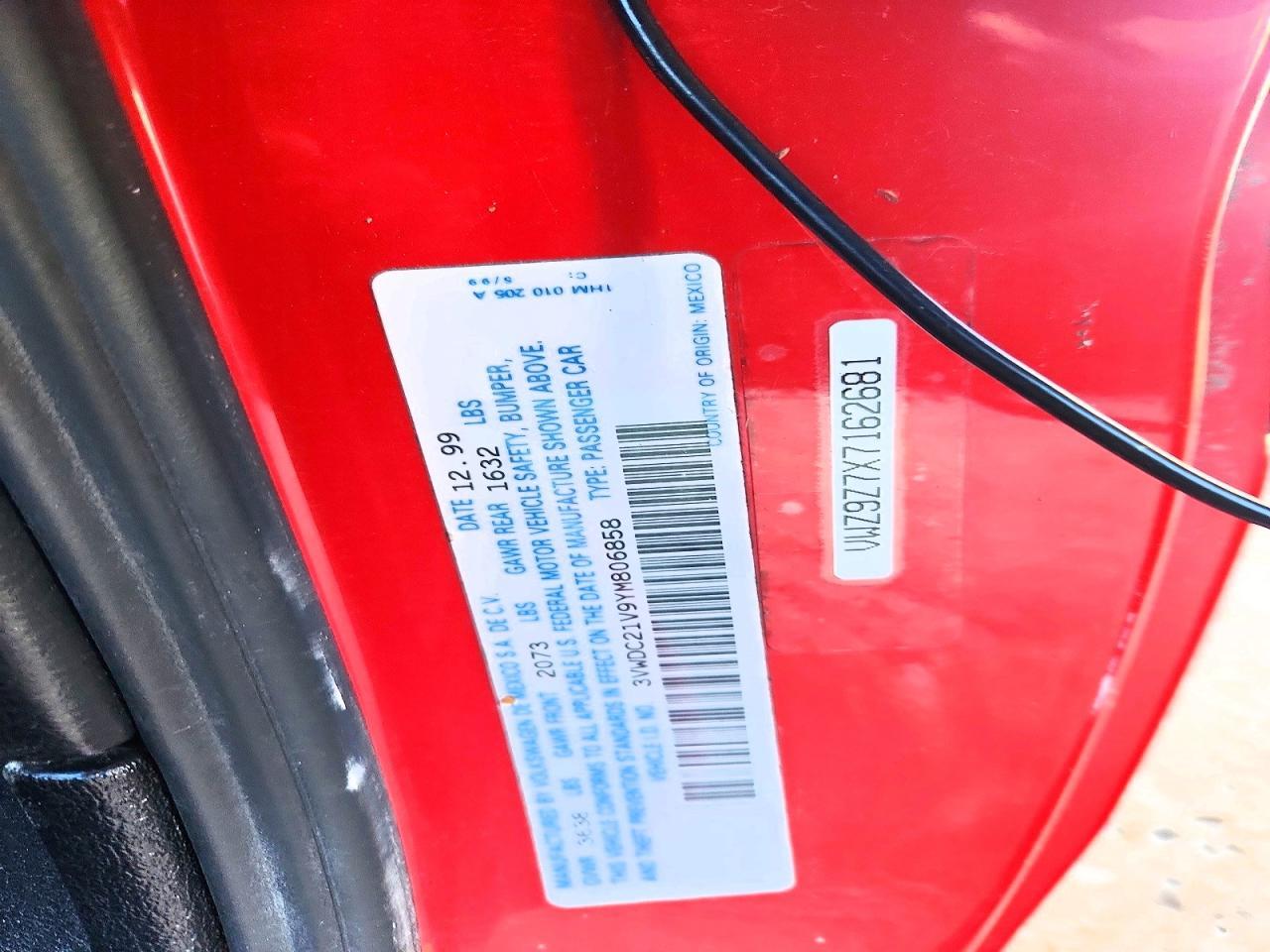2000 VOLKSWAGEN Cabrio