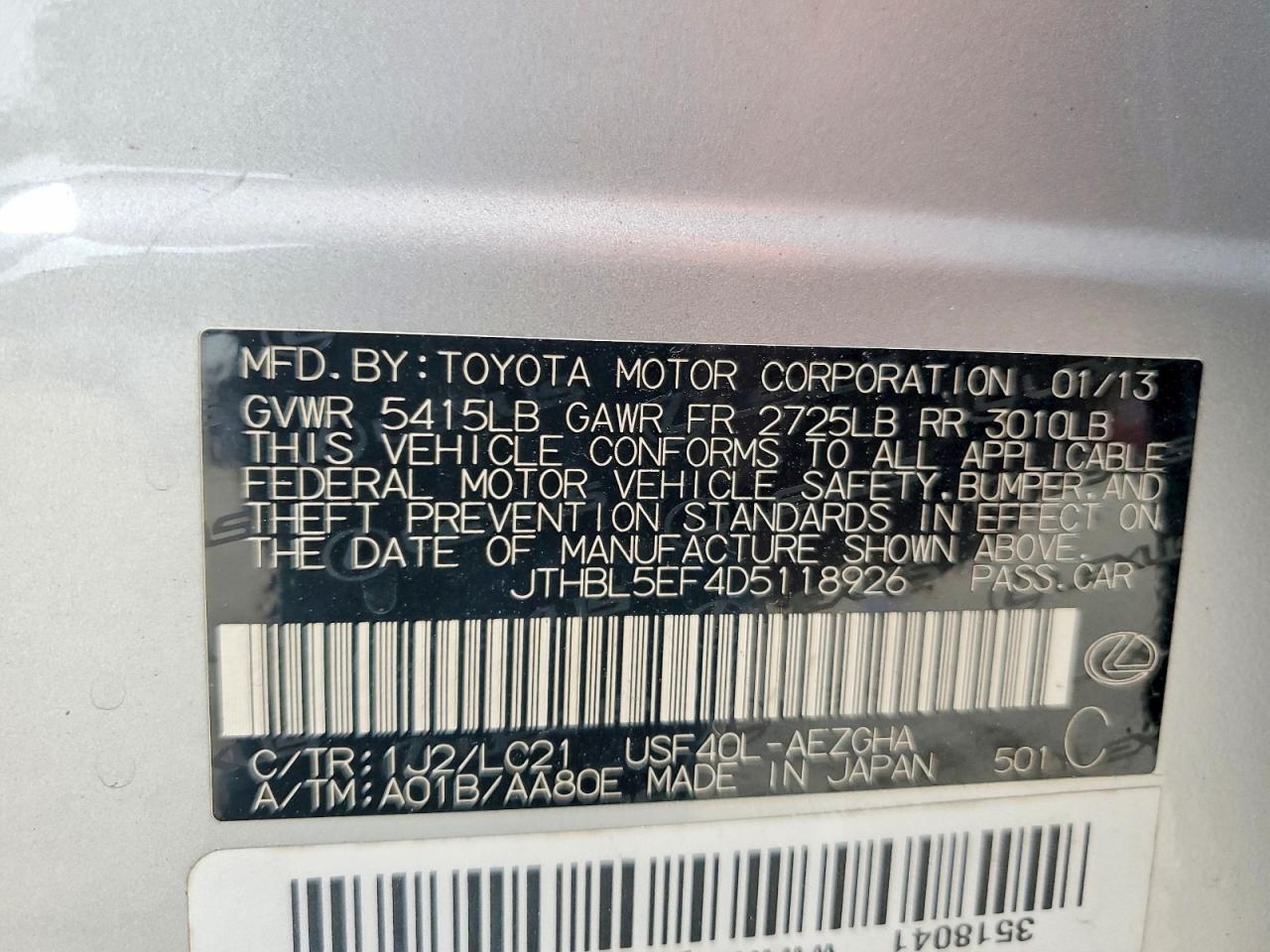 2013 LEXUS LS 460