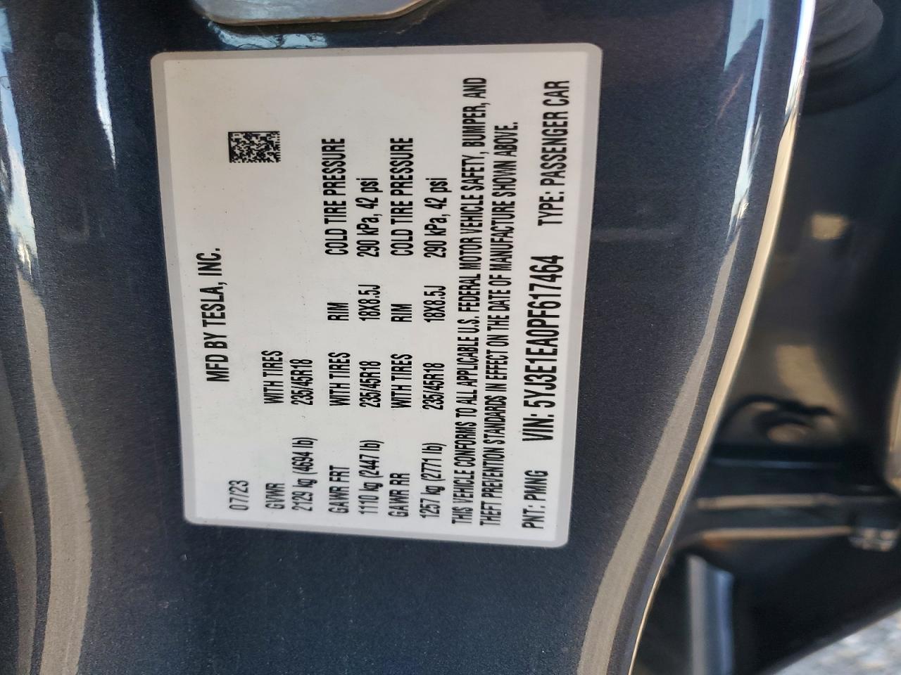 2023 TESLA MODEL 3