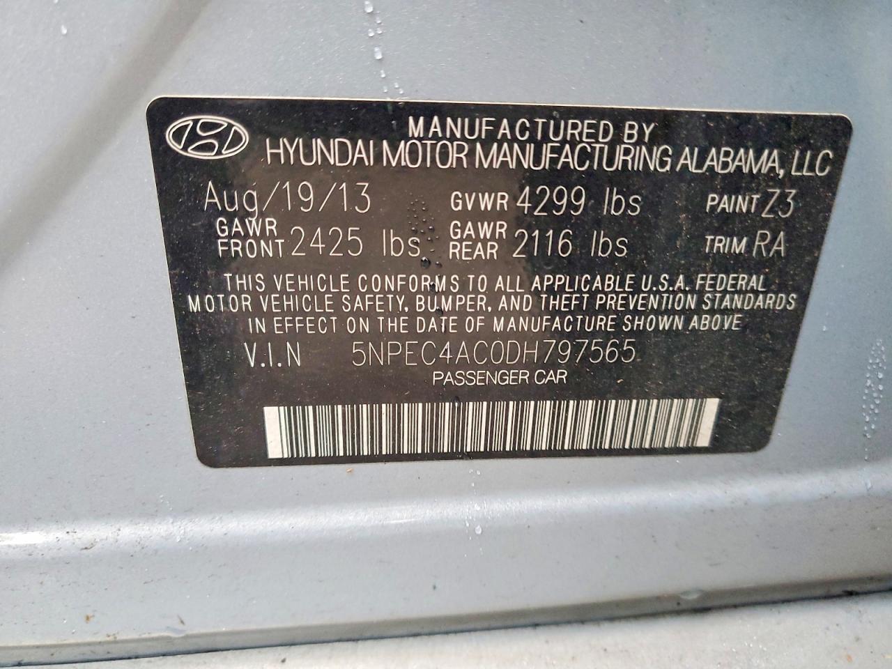 2013 HYUNDAI SONATA