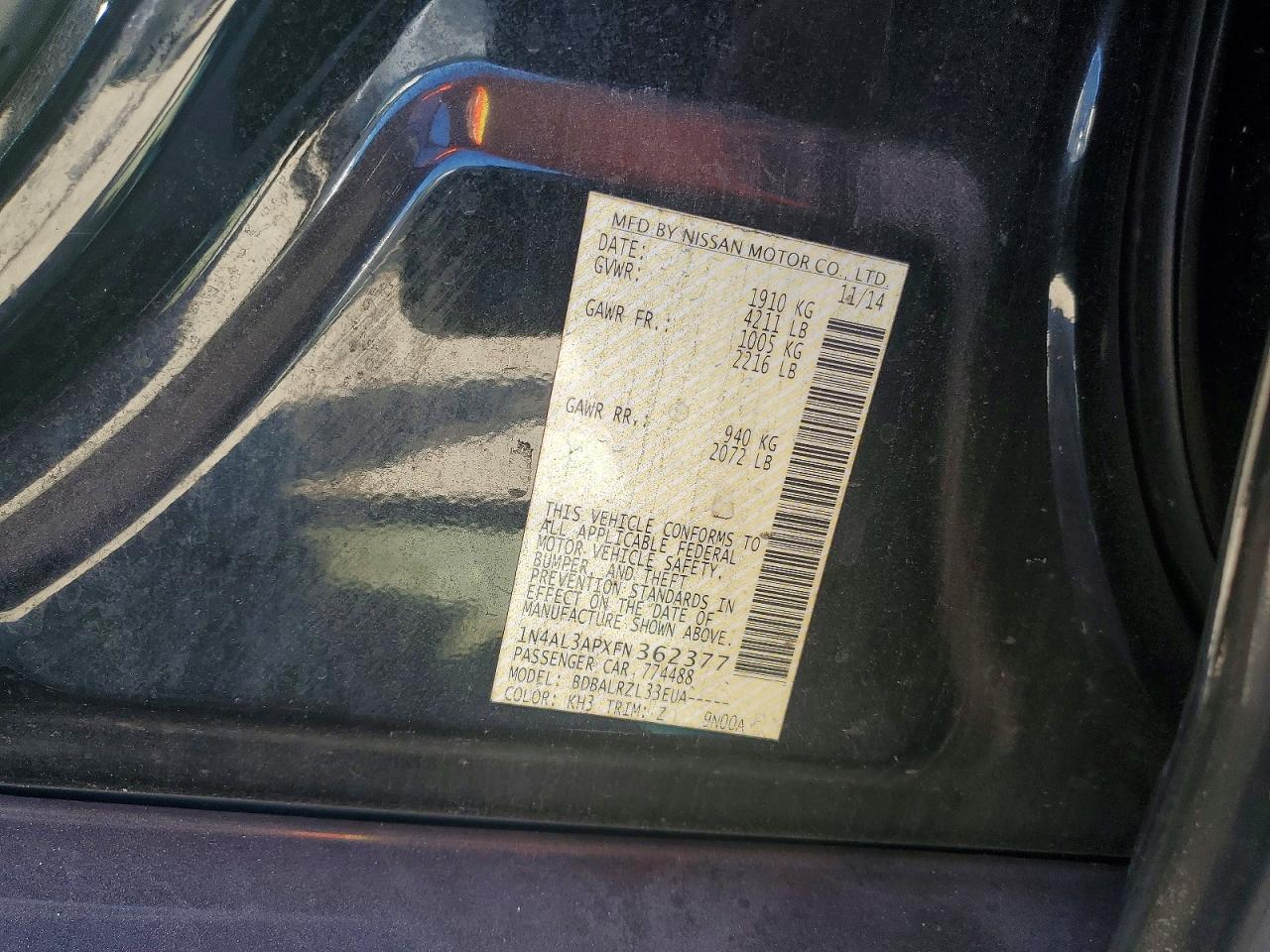 2015 NISSAN ALTIMA