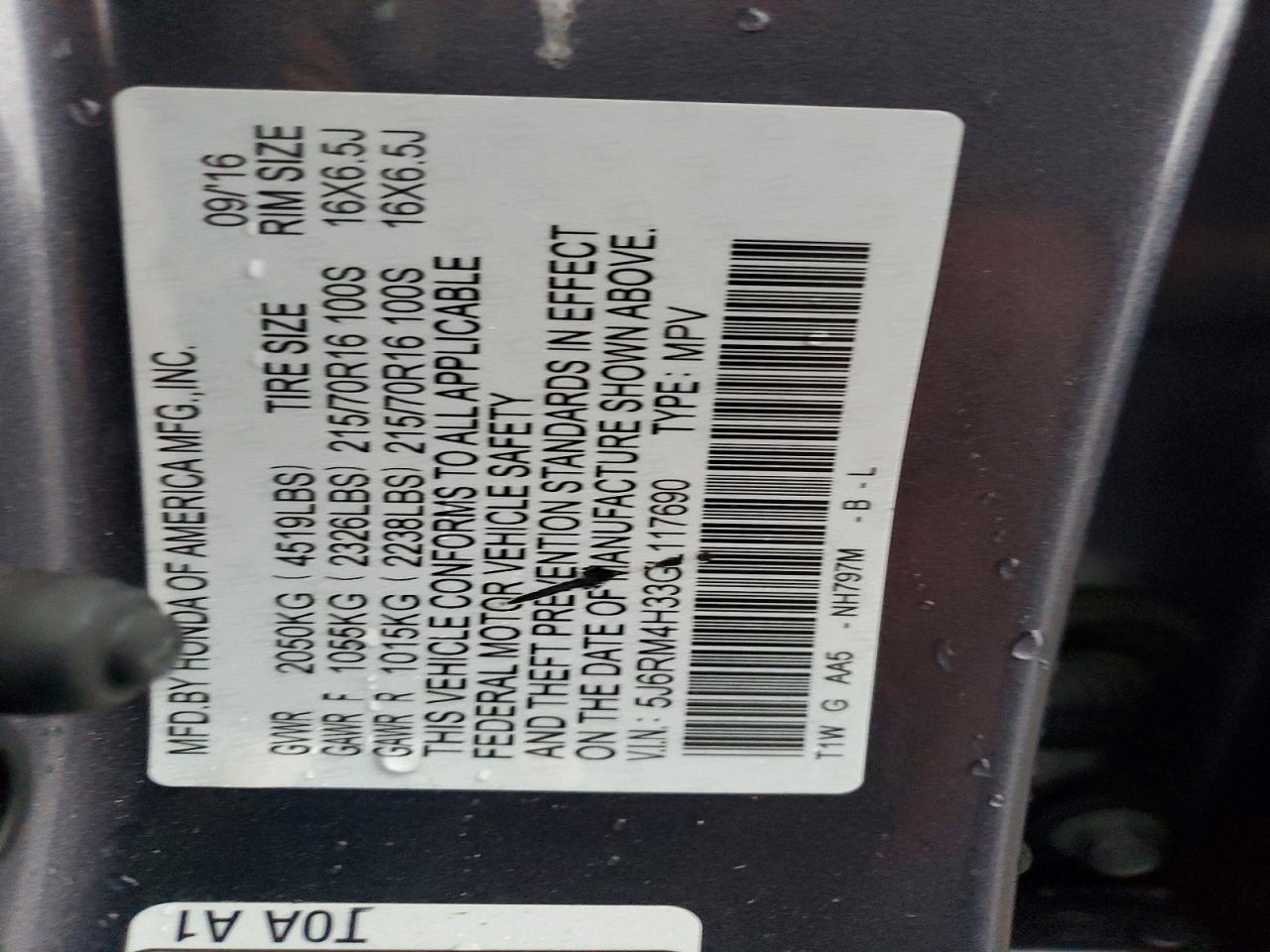 2016 HONDA CR-V