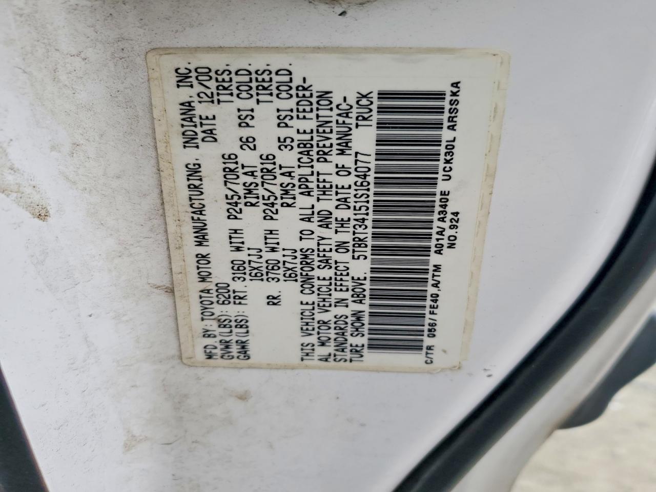 2001 TOYOTA TUNDRA