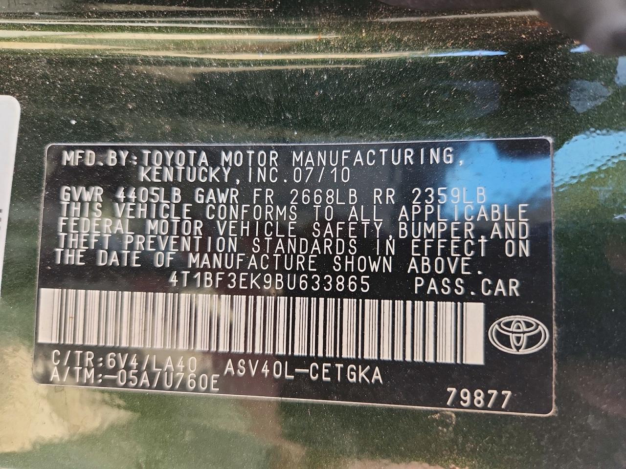 2011 TOYOTA CAMRY
