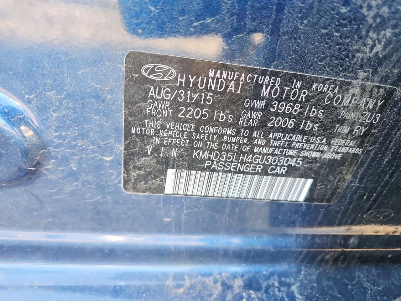 2016 HYUNDAI ELANTRA
