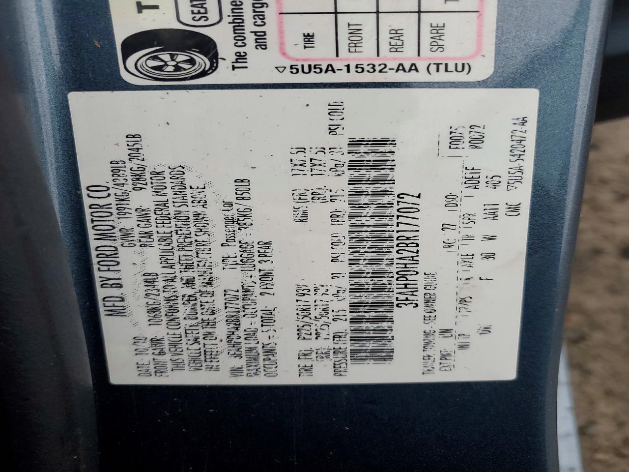 2011 FORD FUSION