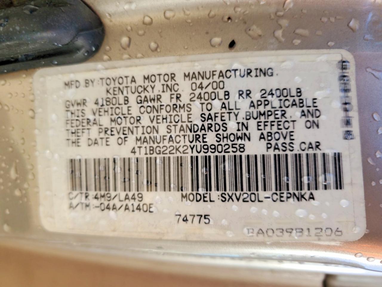 2000 TOYOTA CAMRY