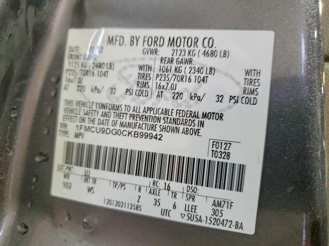 2012 FORD ESCAPE