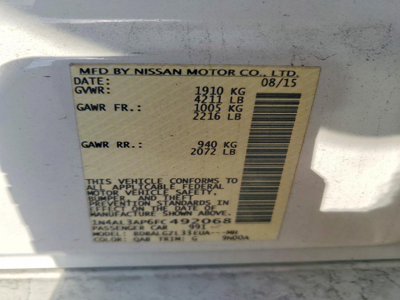 2015 NISSAN ALTIMA