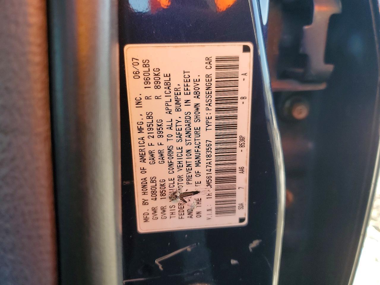 2007 HONDA ACCORD