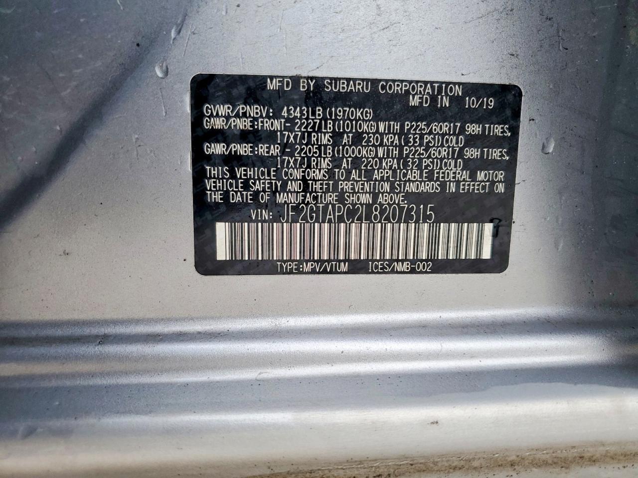 2020 SUBARU Crosstrek