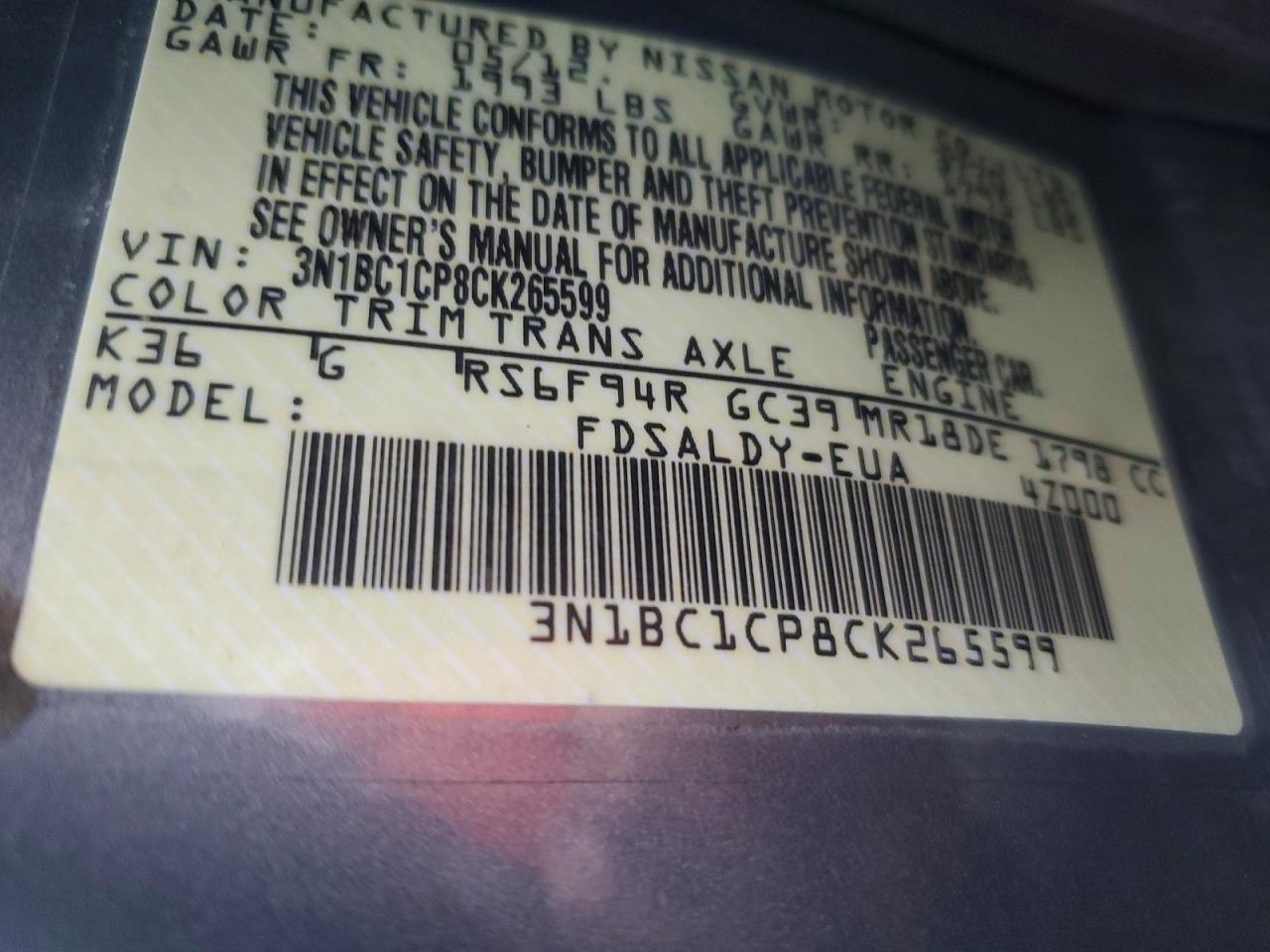 2012 NISSAN VERSA