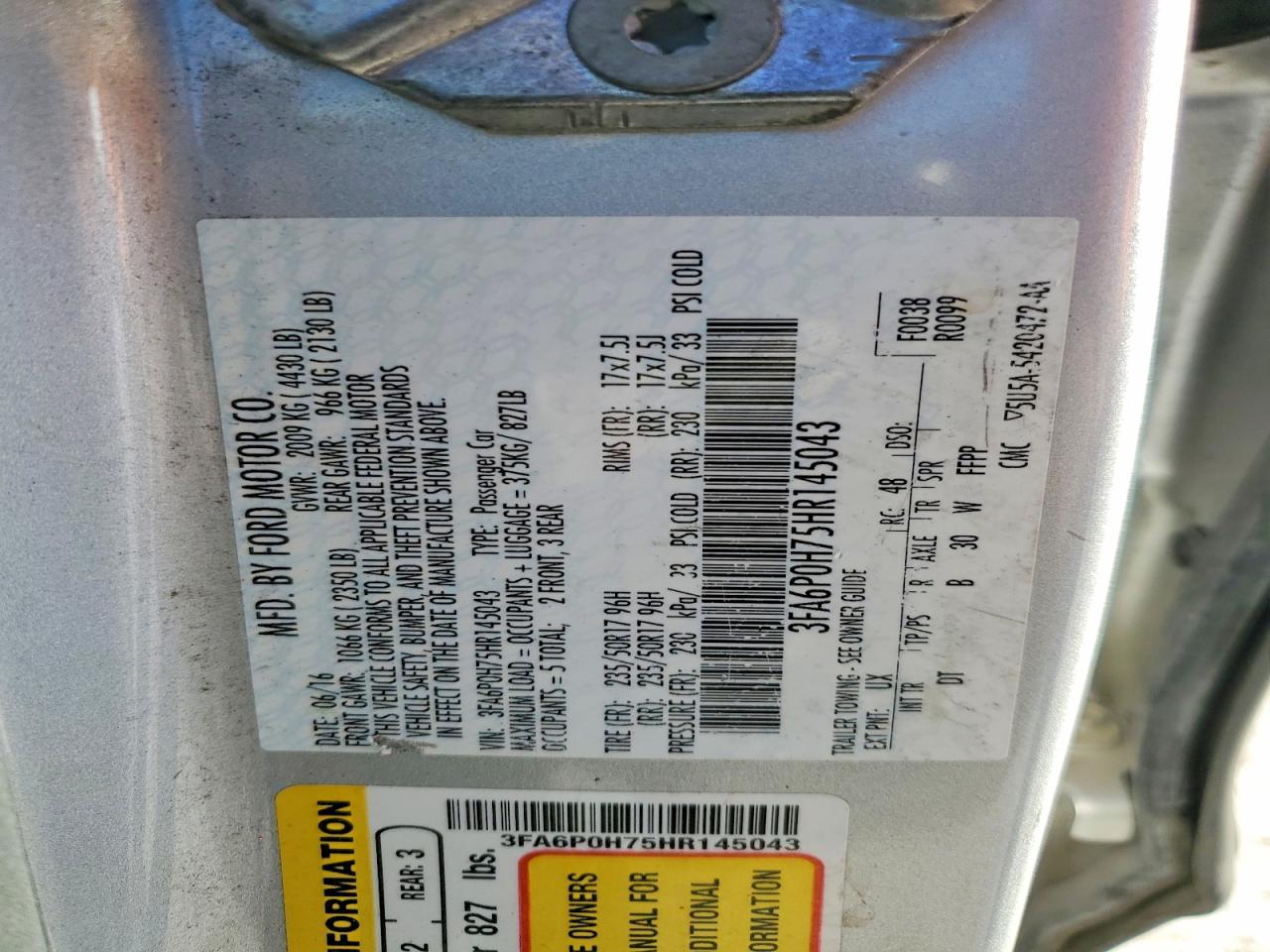 2017 FORD FUSION
