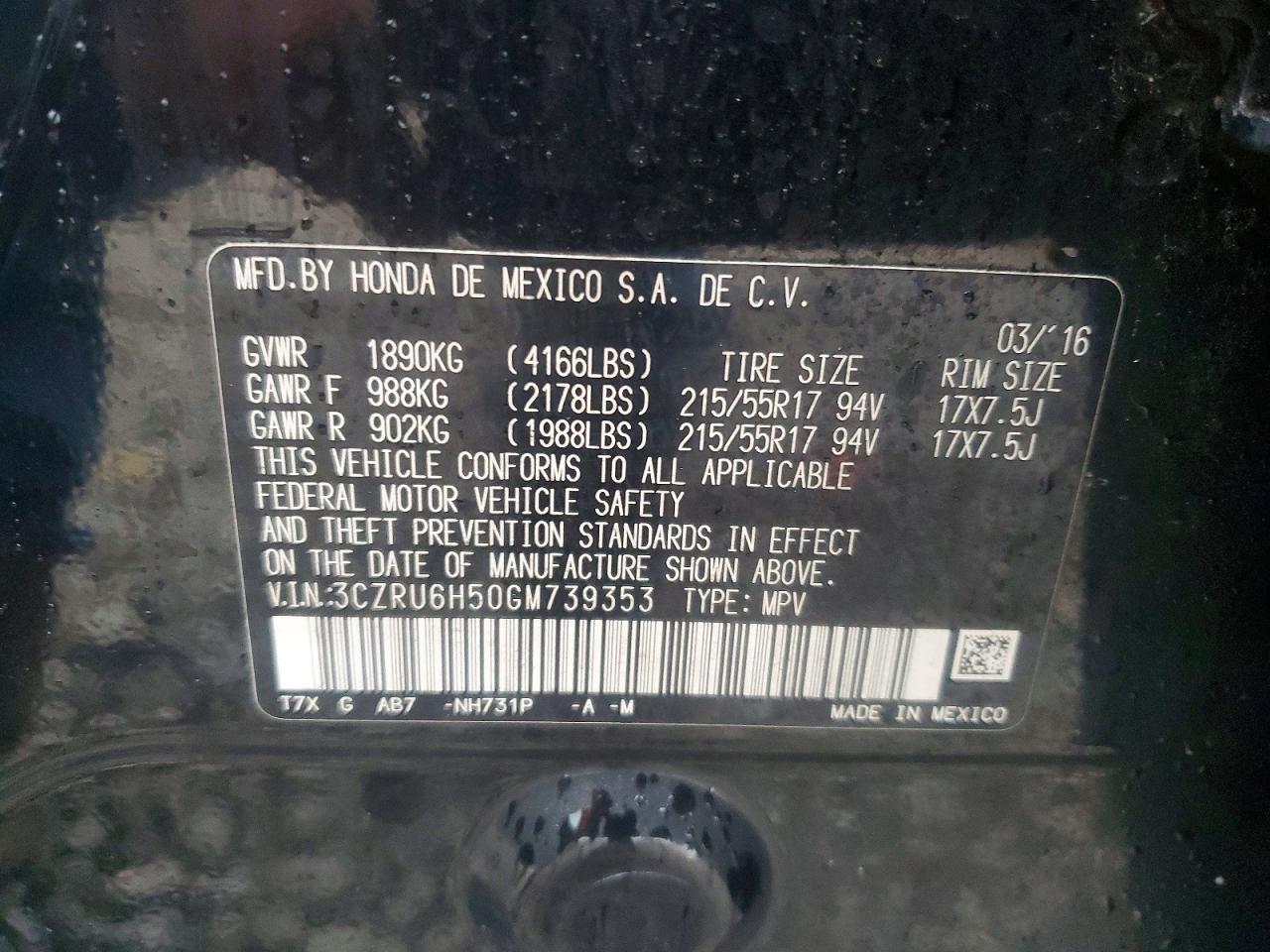 2016 HONDA HR-V