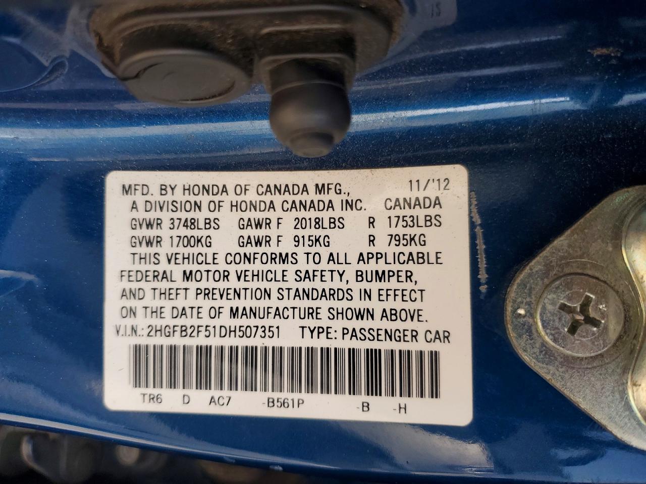 2013 HONDA CIVIC