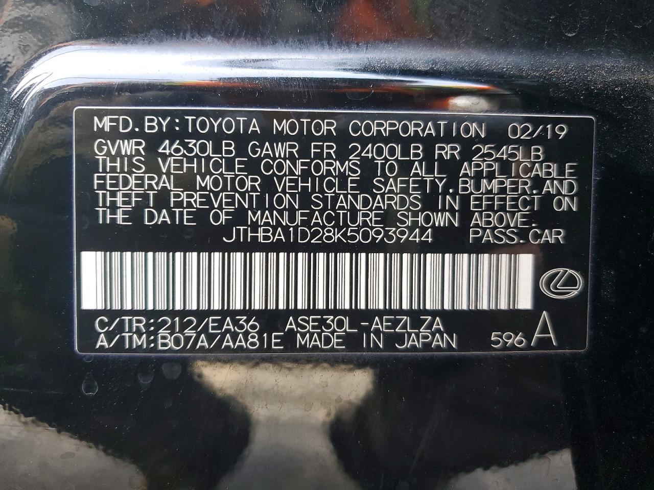 2019 LEXUS IS 300