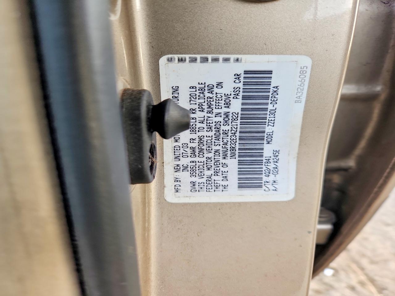 2004 TOYOTA COROLLA